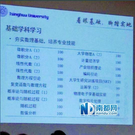 清华现超级学霸：15门课程满分4门99分(图)